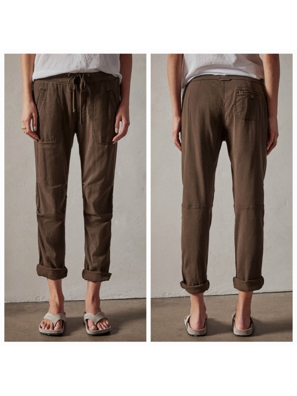 Standard James Perse Soft Drape Pant size 4 Brown Drawstring Joggers